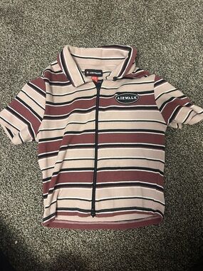 Airwalk Kids Burgundy & Light Pink Striped Zip Polo